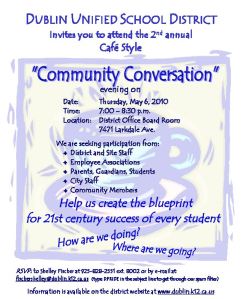 Dublin Unified School District Community Conversation Flyer