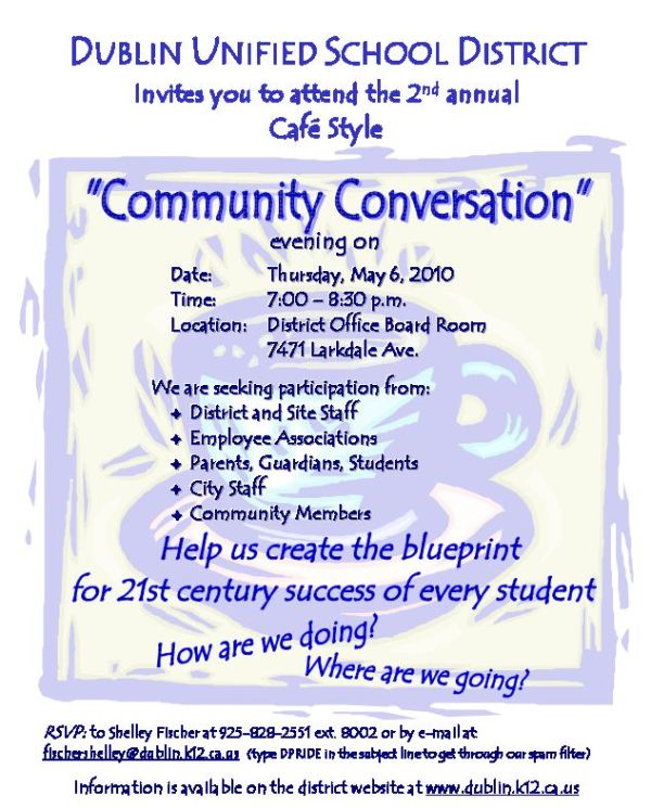 Dublin Unified School District Community Conversation Flyer