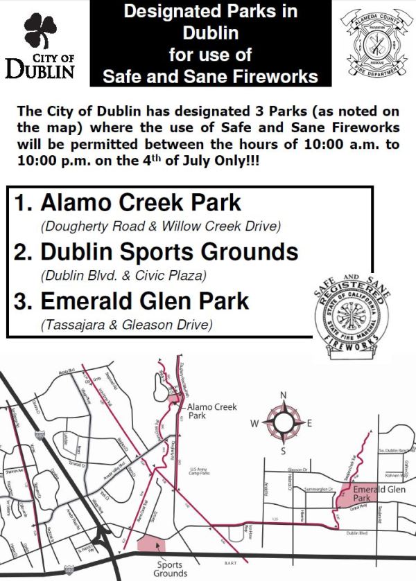 Designated Parks in Dublin for Safe and Sane July 4 Fireworks