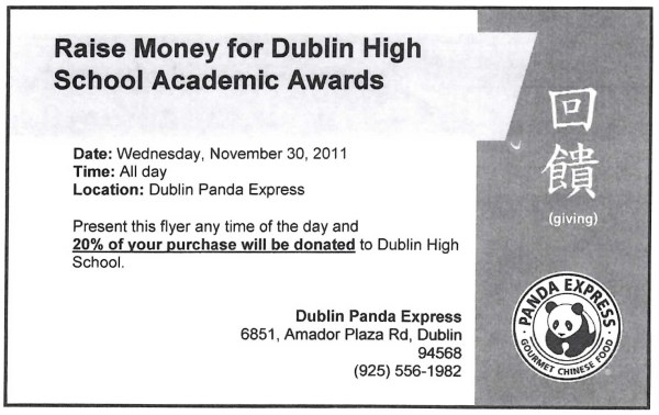 Dublin High School Panda Express Fundraiser