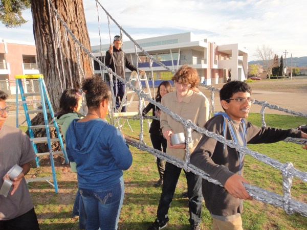 Dublin High School Students Build a Duct Tape Suspension Bridge 3