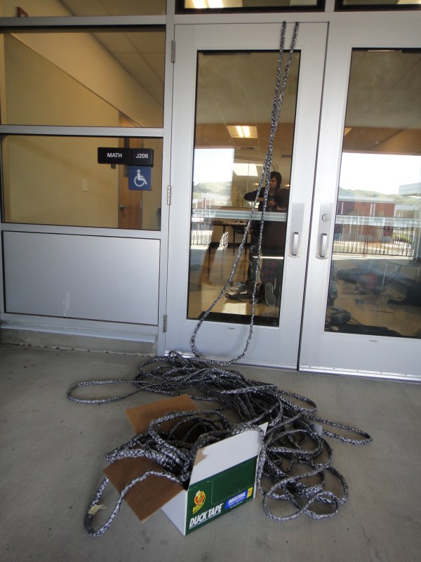 Duct Tape Suspension Bridge - Dublin High School Students Braiding Duct Tape