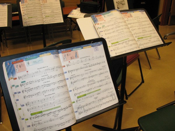 Elementary School Band Music Waiting to be Played