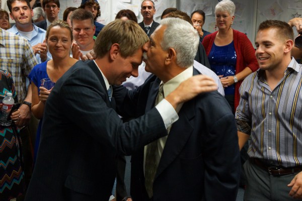 Eric Swalwell and his father on Election Night 2012