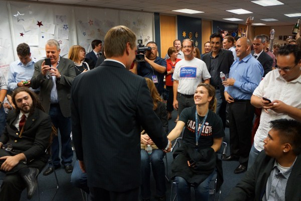 Eric Swalwell Greets a Supporter