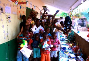 Kelsey Finnegan at the Happy Kids Orphanage in Hohoe Ghana during Christmas