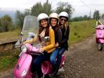 Rebecca on a Vespa tour with her&nbsp;roommates